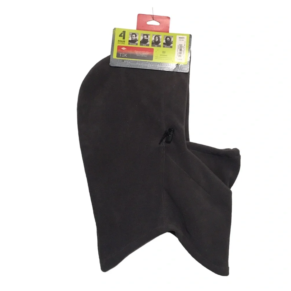 4 in 1 TEK Gear Heat Tek Gray Micro fleece hood neck warmer gator balaclava NWT